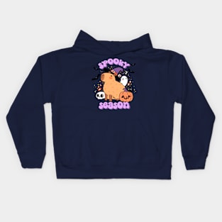 Spooky season a cute capybara ready for halloween Kids Hoodie